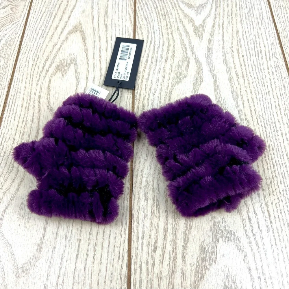 Jocelyn Women's Mandy Faux Fur Fingerless Knit Mittens OS Plum Purple $55